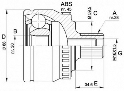 OPEN PARTS cvj536410 -  Шарнирный комплект, приводной вал